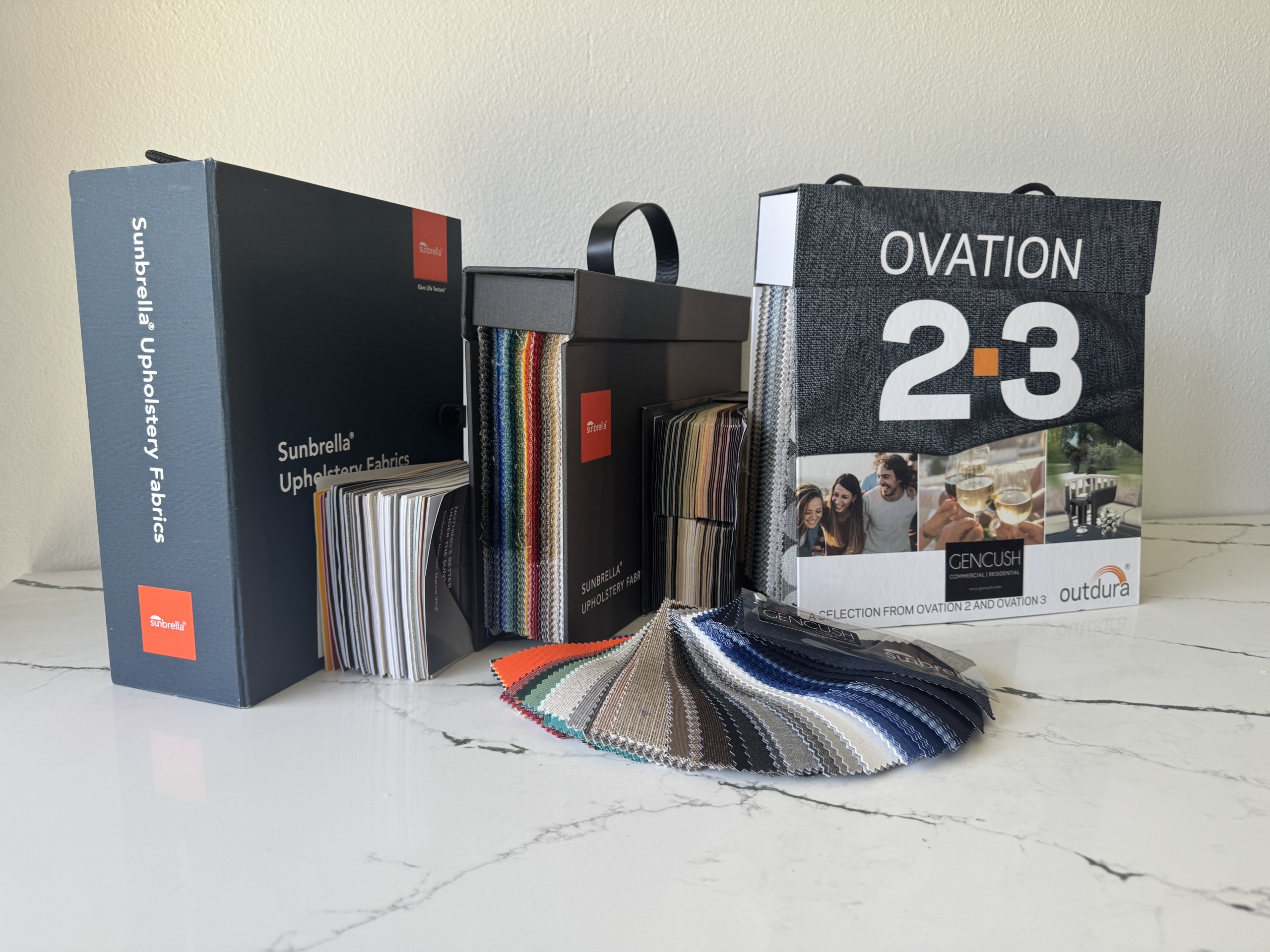 Sunbrella, Outdura, and Revolution fabrics